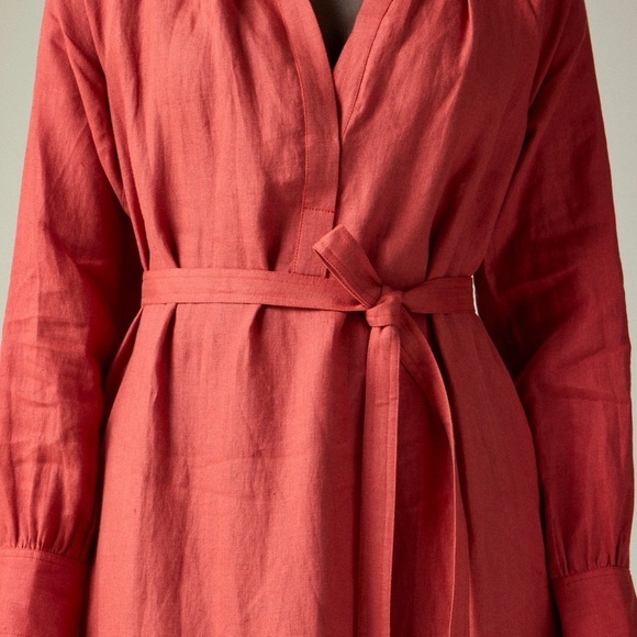 J Crew Linen Cabana Midi dress in Red sand CI918 - Picture 2 of 9